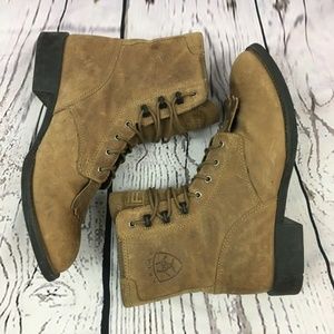 Ariat Leather Upper Lace Up Kiltie Cowgirl Boots